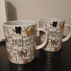Cat Patterned Coffee Mug Set